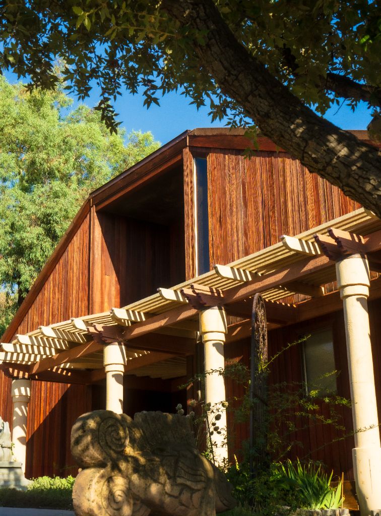Estate gable and architectural detail — wood staining, Milestone Painting