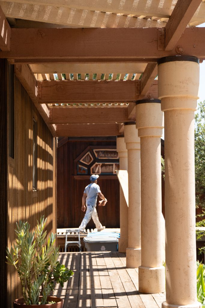 Estate porch and pergola — professional wood staining, Milestone Painting